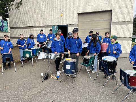 Percussion group playing at the Terry Fox Run and other events.